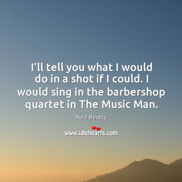I’ll tell you what I would do in a shot if I could. I would sing in the barbershop quartet in the music man. Image