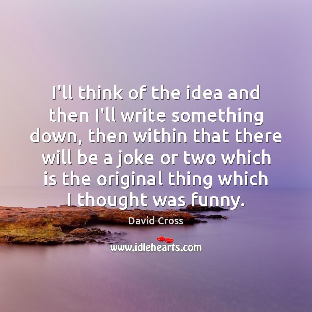 I’ll think of the idea and then I’ll write something down, then David Cross Picture Quote