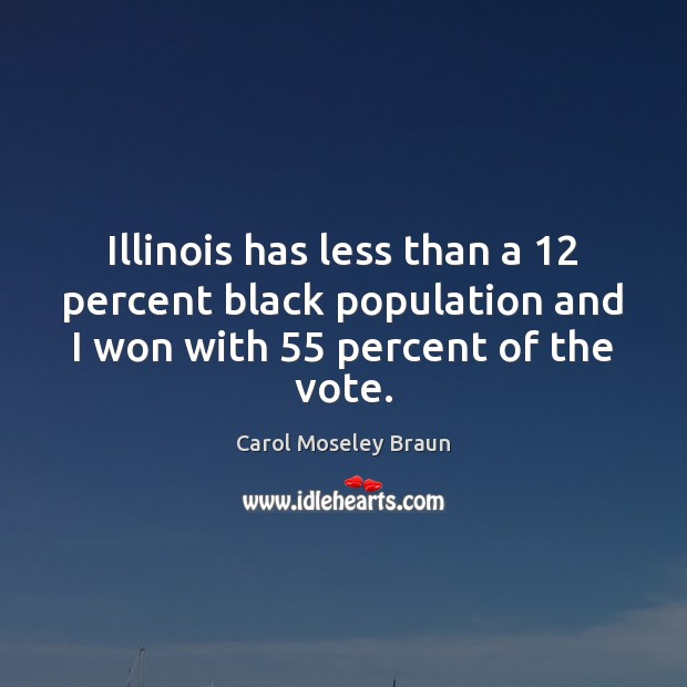 Illinois has less than a 12 percent black population and I won with 55 Carol Moseley Braun Picture Quote