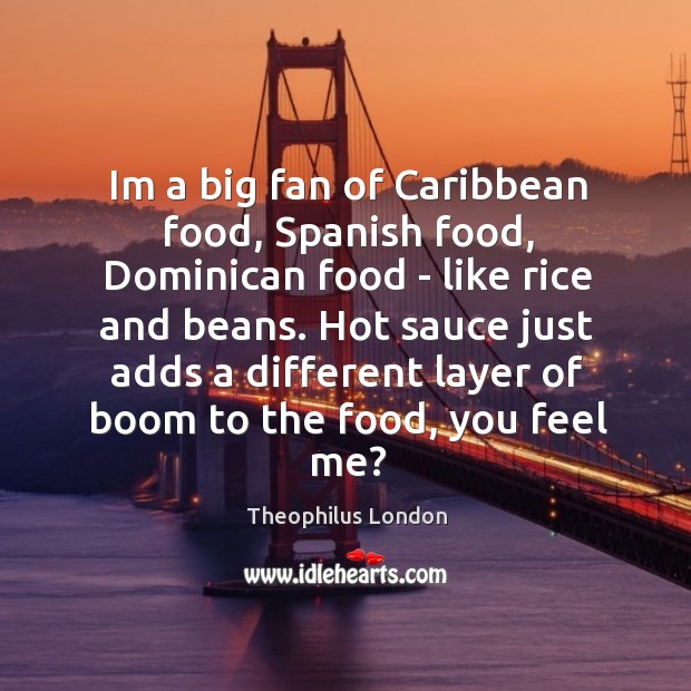 Im a big fan of Caribbean food, Spanish food, Dominican food – Theophilus London Picture Quote