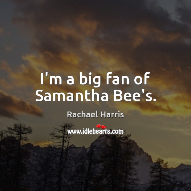 I’m a big fan of Samantha Bee’s. Rachael Harris Picture Quote