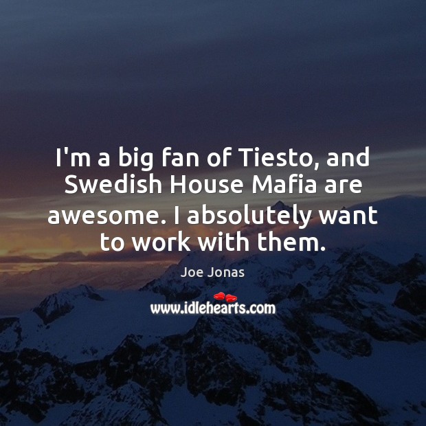 I’m a big fan of Tiesto, and Swedish House Mafia are awesome. Joe Jonas Picture Quote