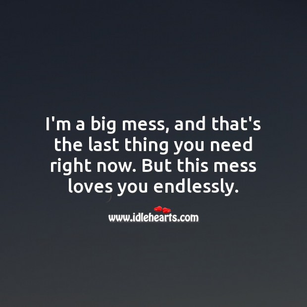 I’m a big mess, but this mess loves you endlessly. I Love You Quotes Image