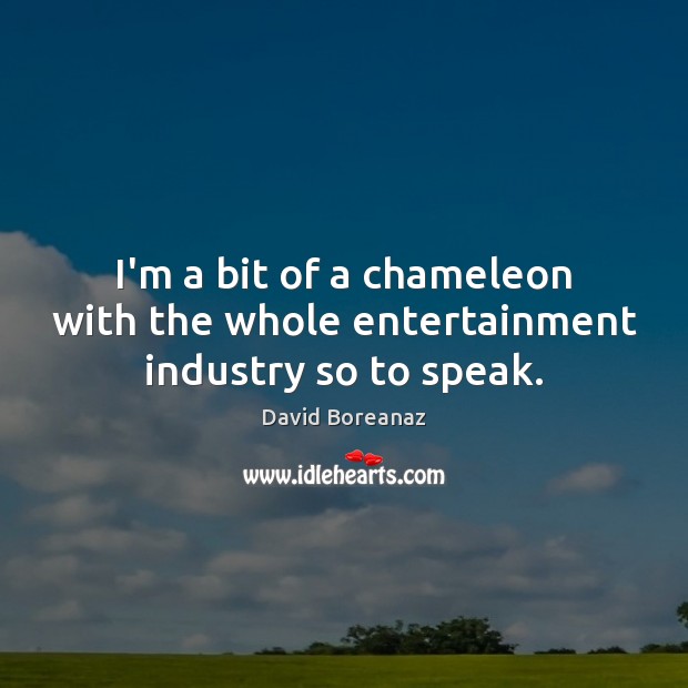 I’m a bit of a chameleon with the whole entertainment industry so to speak. Image