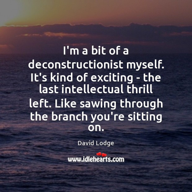 I’m a bit of a deconstructionist myself. It’s kind of exciting – David Lodge Picture Quote