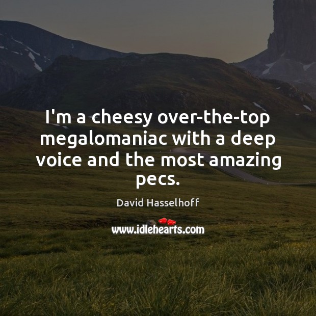 I’m a cheesy over-the-top megalomaniac with a deep voice and the most amazing pecs. David Hasselhoff Picture Quote
