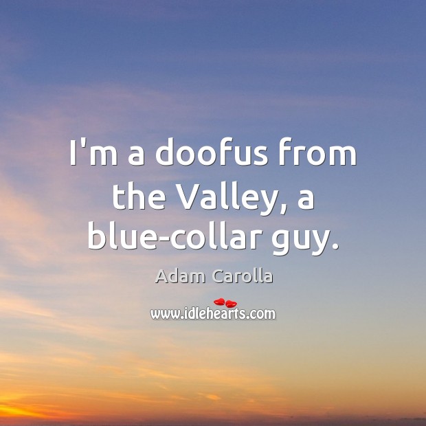 I’m a doofus from the Valley, a blue-collar guy. Adam Carolla Picture Quote