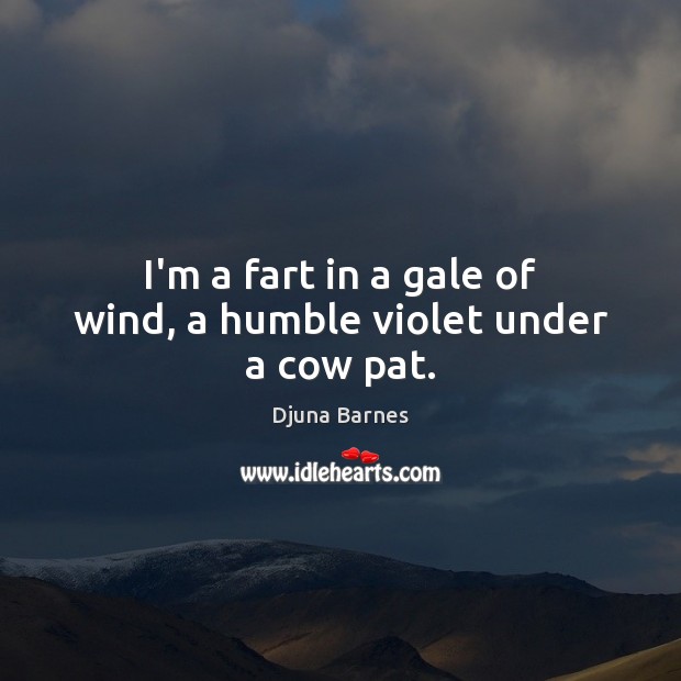 I’m a fart in a gale of wind, a humble violet under a cow pat. Djuna Barnes Picture Quote