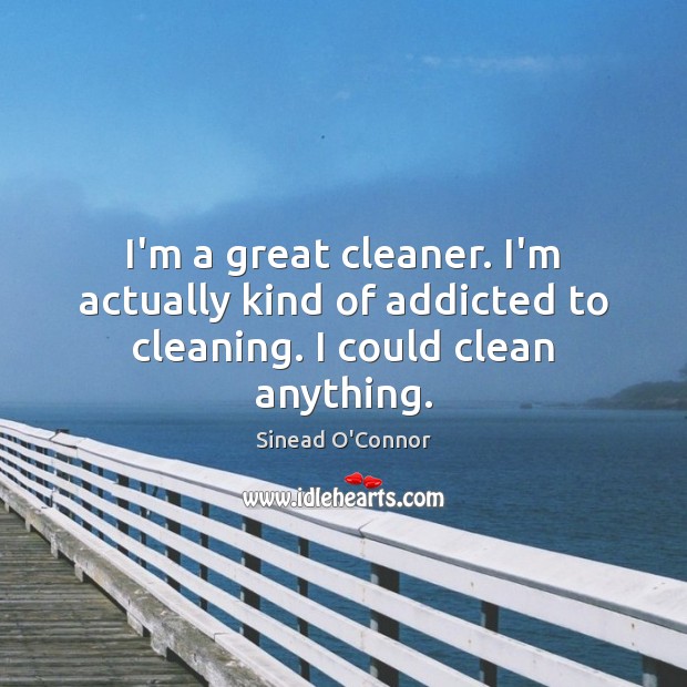 I’m a great cleaner. I’m actually kind of addicted to cleaning. I could clean anything. Sinead O’Connor Picture Quote