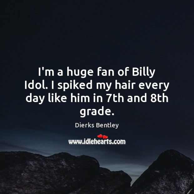 I’m a huge fan of Billy Idol. I spiked my hair every day like him in 7th and 8th grade. Dierks Bentley Picture Quote