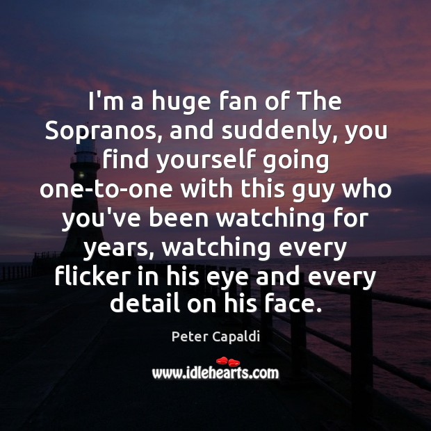 I’m a huge fan of The Sopranos, and suddenly, you find yourself Peter Capaldi Picture Quote
