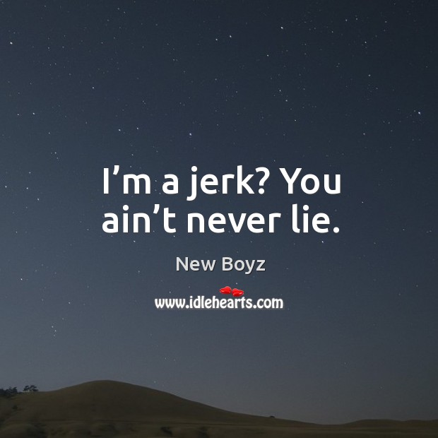 I’m a jerk? you ain’t never lie. New Boyz Picture Quote
