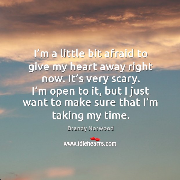 I’m a little bit afraid to give my heart away right now. Afraid Quotes Image