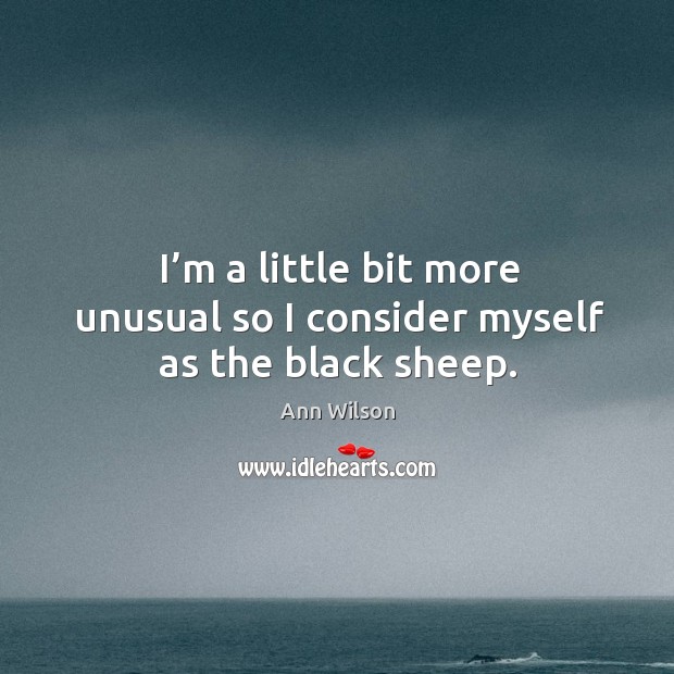I’m a little bit more unusual so I consider myself as the black sheep. Ann Wilson Picture Quote