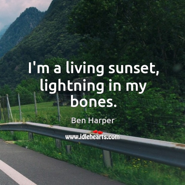 I’m a living sunset, lightning in my bones. Ben Harper Picture Quote