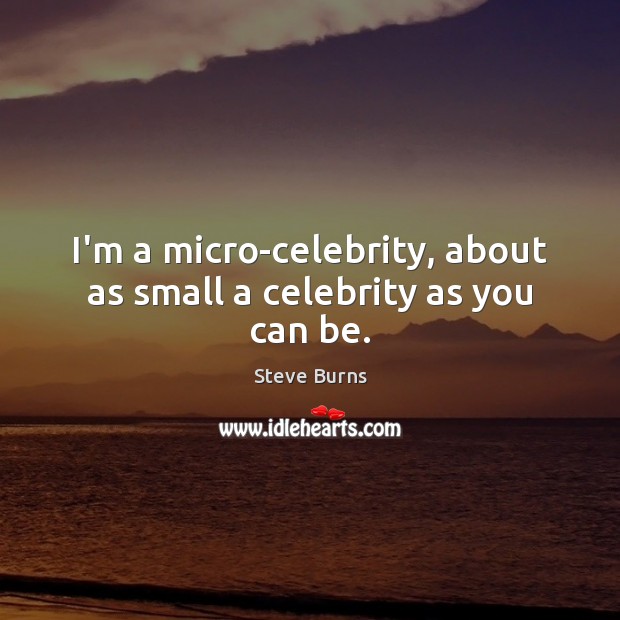 I’m a micro-celebrity, about as small a celebrity as you can be. Steve Burns Picture Quote
