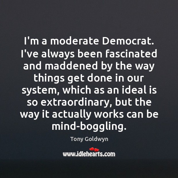 I’m a moderate Democrat. I’ve always been fascinated and maddened by the Tony Goldwyn Picture Quote