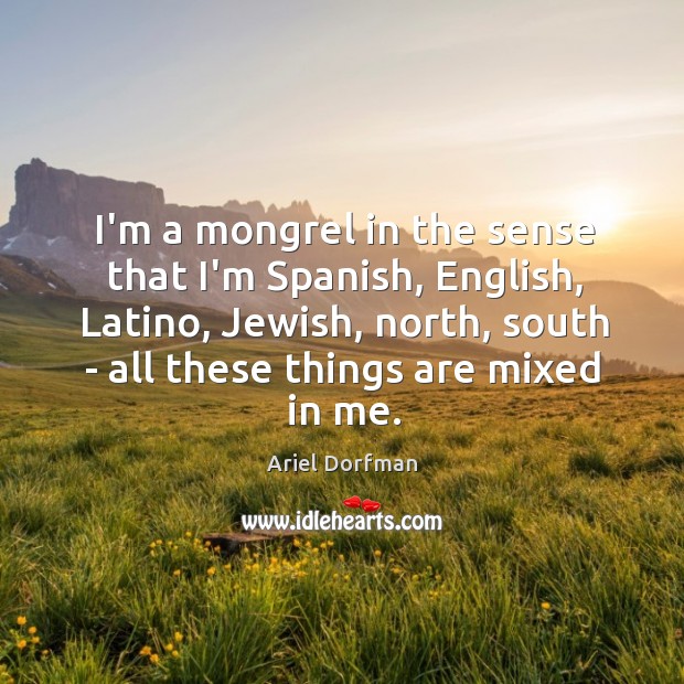 I’m a mongrel in the sense that I’m Spanish, English, Latino, Jewish, Ariel Dorfman Picture Quote