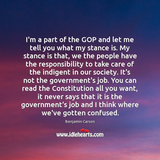 I’m a part of the GOP and let me tell you what Benjamin Carson Picture Quote