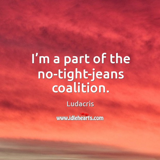 I’m a part of the no-tight-jeans coalition. Ludacris Picture Quote