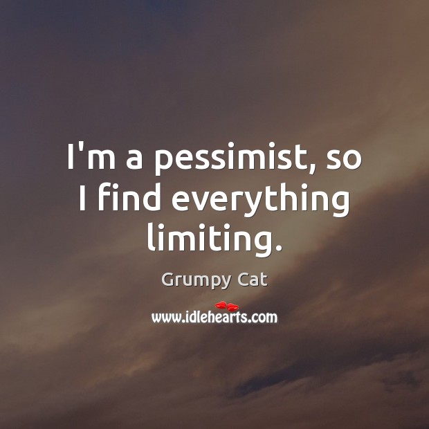 I’m a pessimist, so I find everything limiting. Grumpy Cat Picture Quote