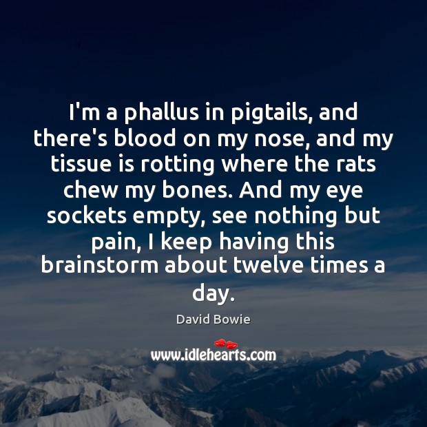 I’m a phallus in pigtails, and there’s blood on my nose, and David Bowie Picture Quote