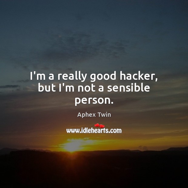 I’m a really good hacker, but I’m not a sensible person. Aphex Twin Picture Quote
