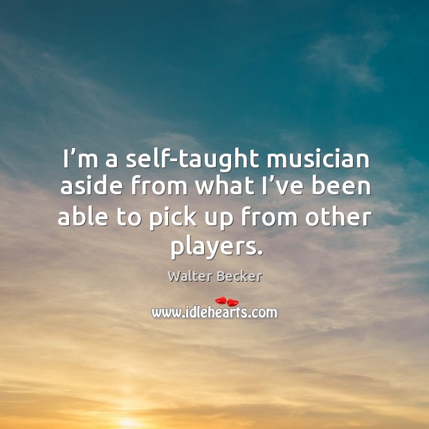 I’m a self-taught musician aside from what I’ve been able to pick up from other players. Walter Becker Picture Quote