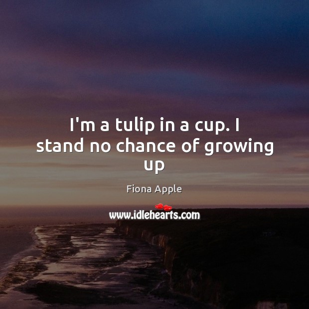 I’m a tulip in a cup. I stand no chance of growing up Fiona Apple Picture Quote