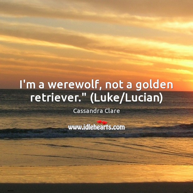 I’m a werewolf, not a golden retriever.” (Luke/Lucian) 