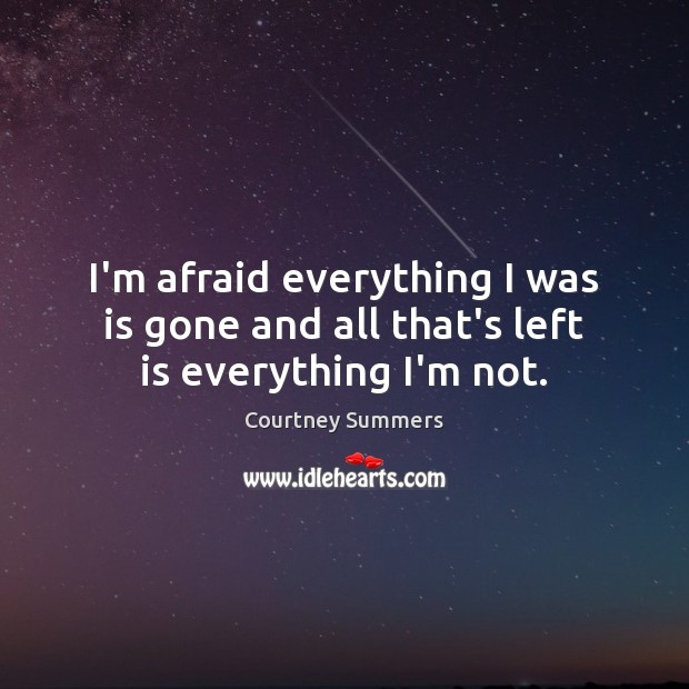 I’m afraid everything I was is gone and all that’s left is everything I’m not. Courtney Summers Picture Quote
