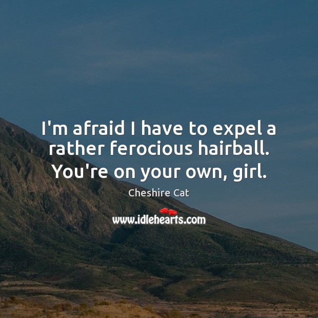 I’m afraid I have to expel a rather ferocious hairball. You’re on your own, girl. Image