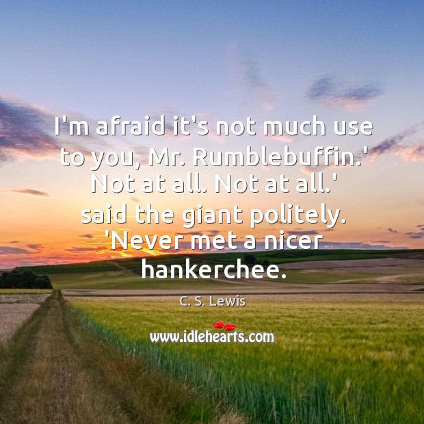 I’m afraid it’s not much use to you, Mr. Rumblebuffin.’ Not C. S. Lewis Picture Quote