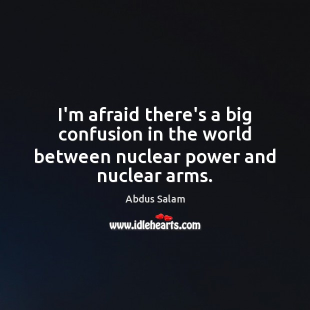 I’m afraid there’s a big confusion in the world between nuclear power and nuclear arms. Abdus Salam Picture Quote