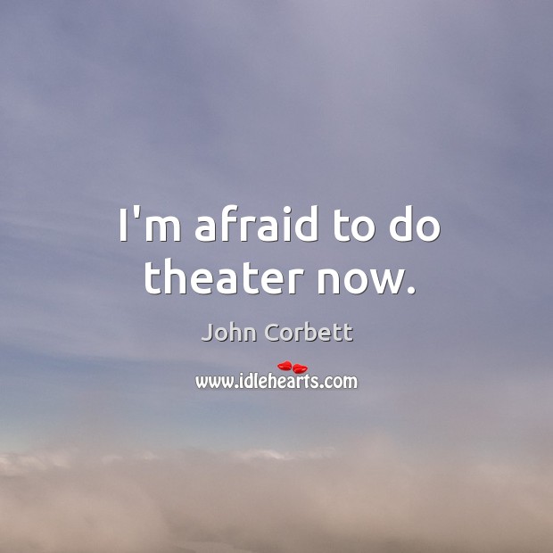 I’m afraid to do theater now. John Corbett Picture Quote