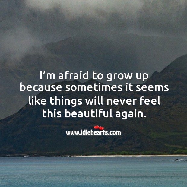 I’m afraid to grow up because sometimes it seems like things will never feel this beautiful again. Image