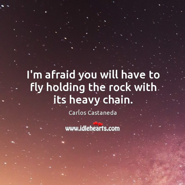 I’m afraid you will have to fly holding the rock with its heavy chain. Carlos Castaneda Picture Quote
