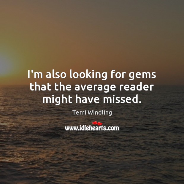 I’m also looking for gems that the average reader might have missed. Terri Windling Picture Quote
