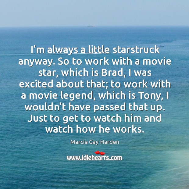 I’m always a little starstruck anyway. So to work with a movie star, which is brad Marcia Gay Harden Picture Quote