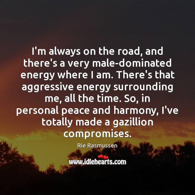 I’m always on the road, and there’s a very male-dominated energy where Rie Rasmussen Picture Quote