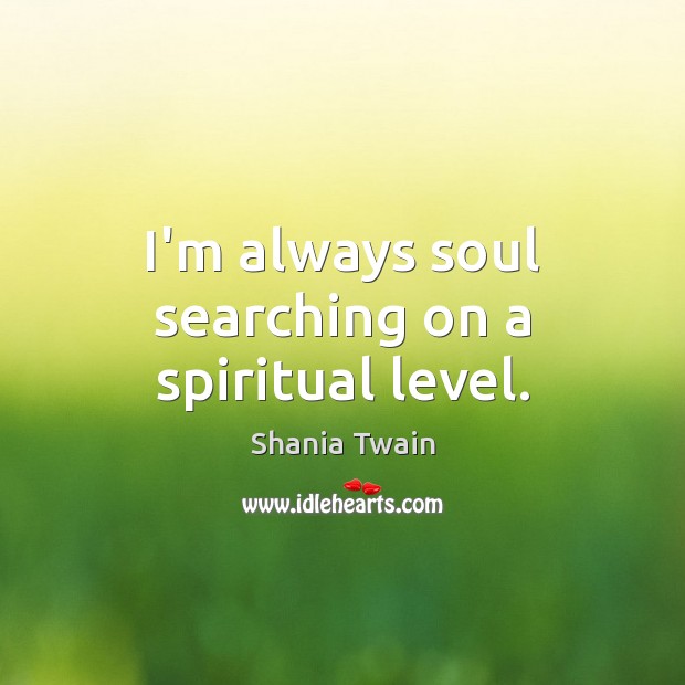 I’m always soul searching on a spiritual level. Shania Twain Picture Quote