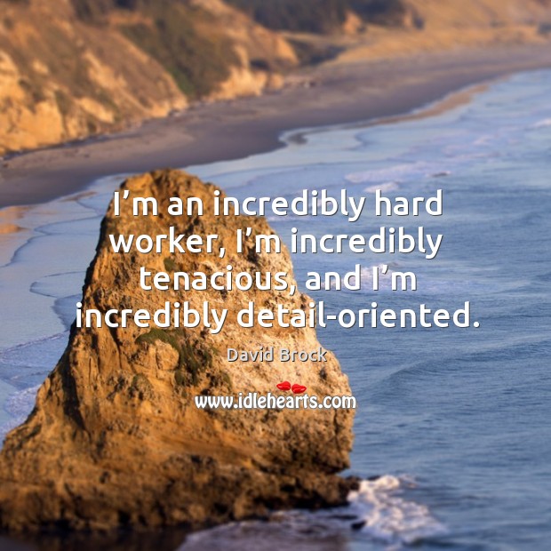 I’m an incredibly hard worker, I’m incredibly tenacious, and I’m incredibly detail-oriented. David Brock Picture Quote