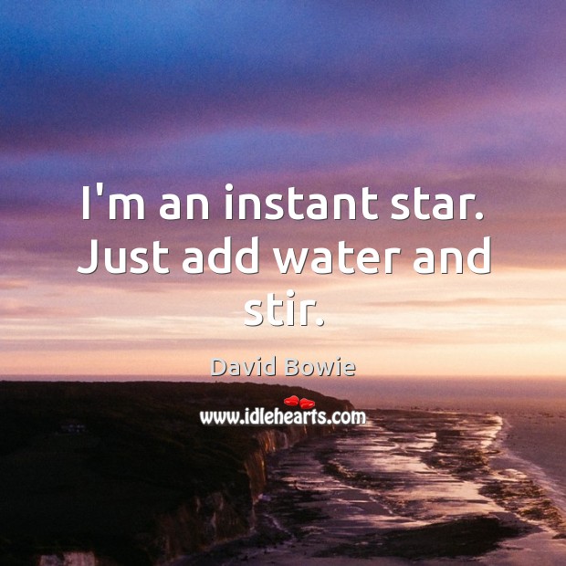 I’m an instant star. Just add water and stir. David Bowie Picture Quote