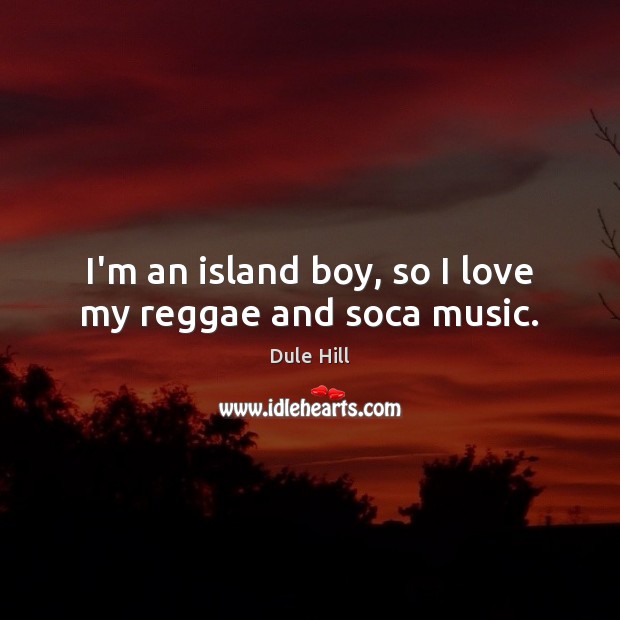 I’m an island boy, so I love my reggae and soca music. Dule Hill Picture Quote