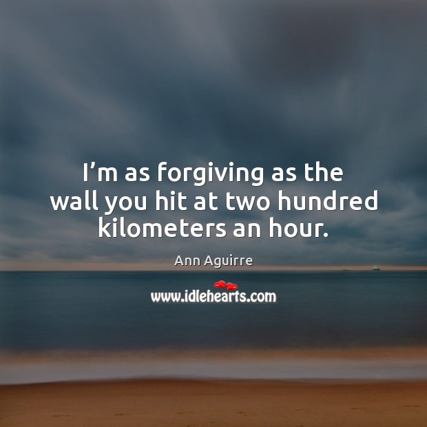 I’m as forgiving as the wall you hit at two hundred kilometers an hour. 