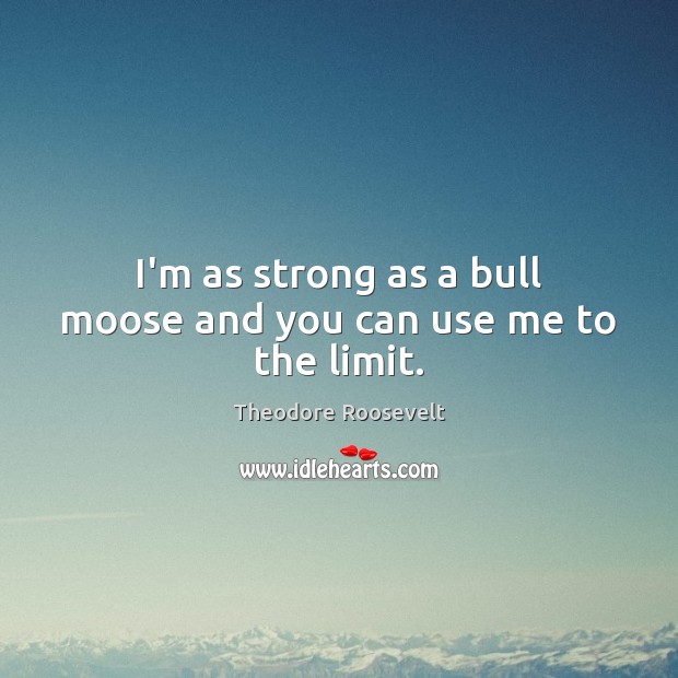 I’m as strong as a bull moose and you can use me to the limit. Theodore Roosevelt Picture Quote