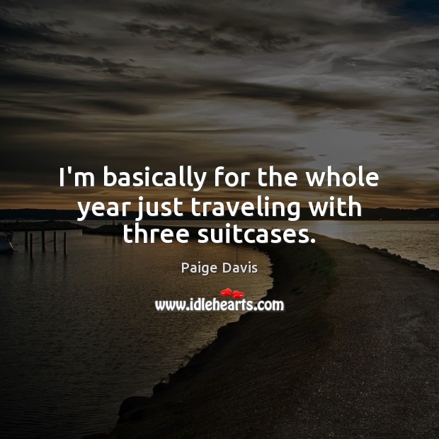 I’m basically for the whole year just traveling with three suitcases. Travel Quotes Image