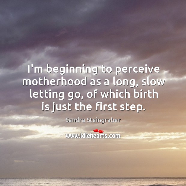 I’m beginning to perceive motherhood as a long, slow letting go, of Sandra Steingraber Picture Quote