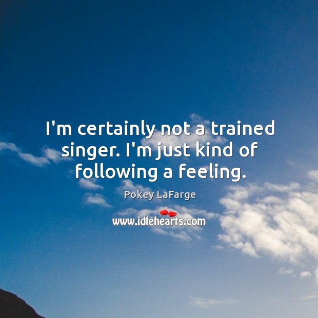 I’m certainly not a trained singer. I’m just kind of following a feeling. Image