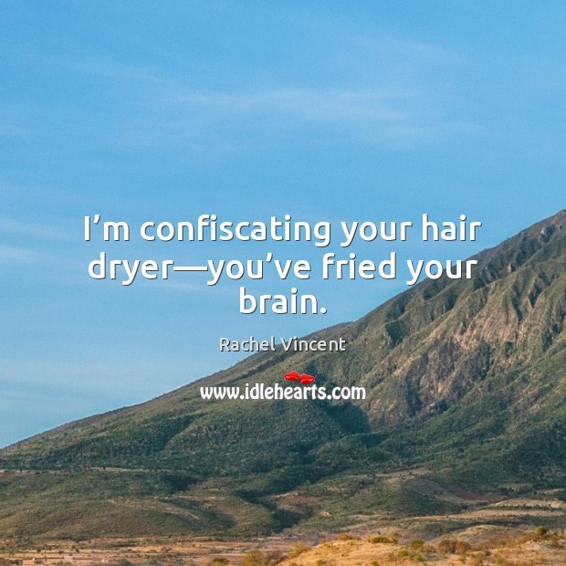 I’m confiscating your hair dryer—you’ve fried your brain. Rachel Vincent Picture Quote